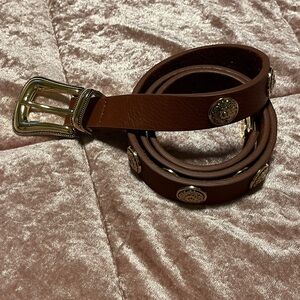Elegant Brown Belt with Gold Accents